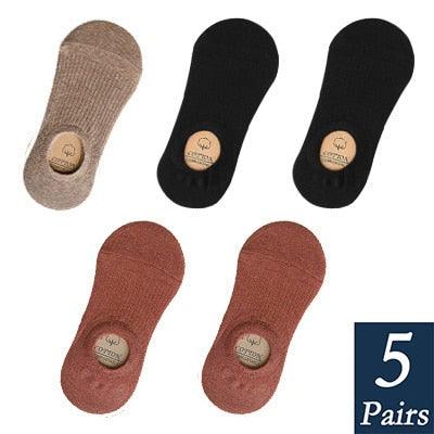 Stevvex women's invisible no-show footie socks in beige black rust 5 pairs on Tampa Home & Garden Store