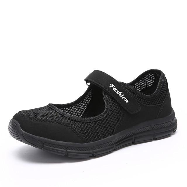 Women's Stevvex sneakers with black breathable mesh upper and Velcro strap Fashion on Tampa Home & Garden Store