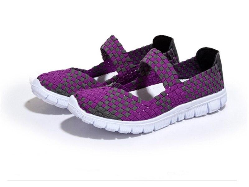 Stevvex women's espadrille sneakers purple gray woven mesh slip-ons with white sole on Tampa Home & Garden Store