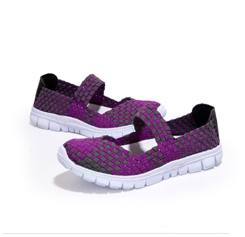 Women's woven espadrille sneakers purple and black with white sole slip-on Stevvex pair on Tampa Home & Garden Store