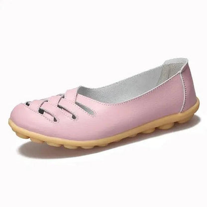 Stevvex women's pink genuine leather flats sandals with soft non-slip sole on Tampa Home & Garden Store