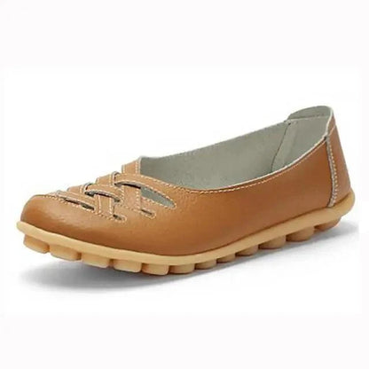 Women's Genuine Leather Flats Sandals tan leather by Stevvex with non-slip sole on Tampa Home & Garden Store