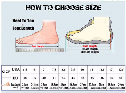 Stevvex women's white leather sneakers size chart with foot-length diagrams and US/EU sizes on Tampa Home & Garden Store