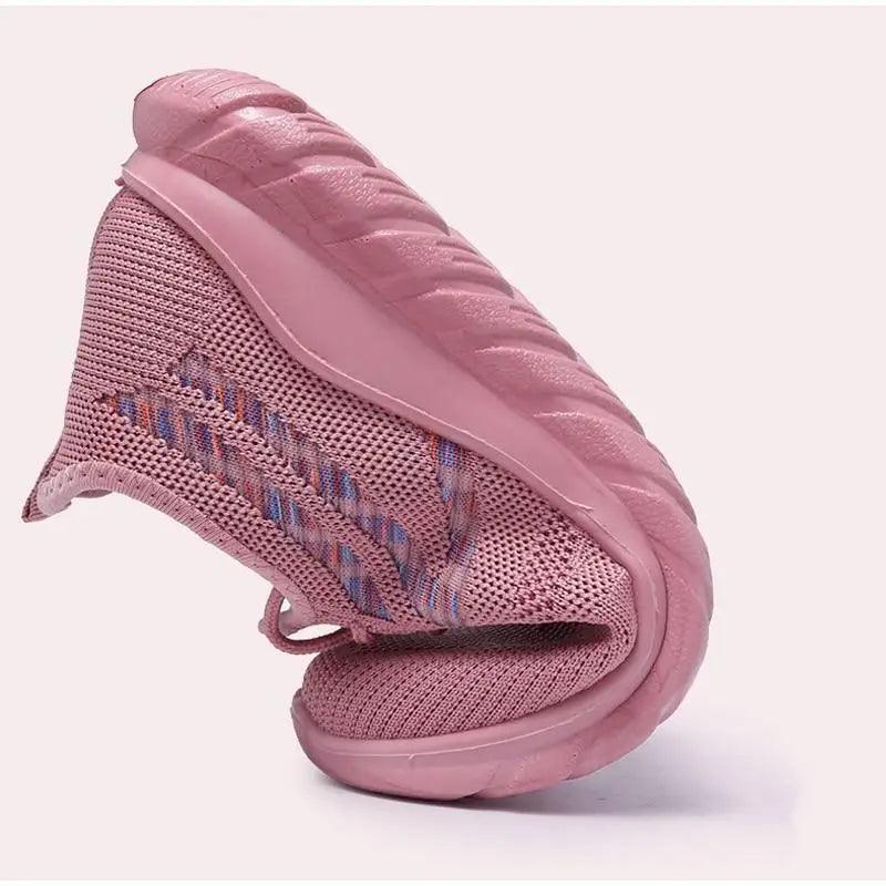 Women's mesh breathable sneakers Stevvex pink knit upper, soft pink sole on Tampa Home & Garden Store