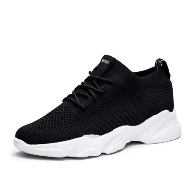 Stevvex women's mesh breathable sneakers in black with a white chunky sole on Tampa Home & Garden Store