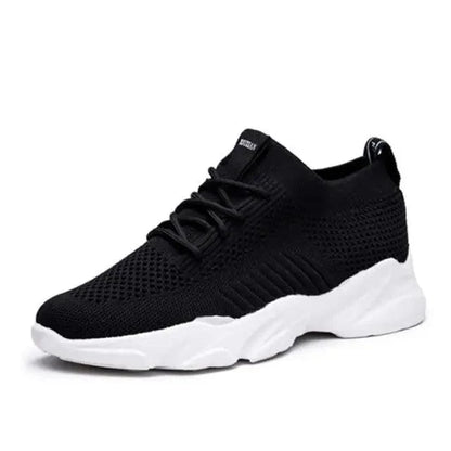 Stevvex women's mesh breathable sneakers in black with a white chunky sole on Tampa Home & Garden Store