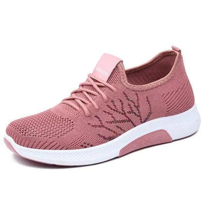 Women's pink knit mesh sneakers Stevvex ST70105LIY lace-up white sole casual footwear on Tampa Home & Garden Store
