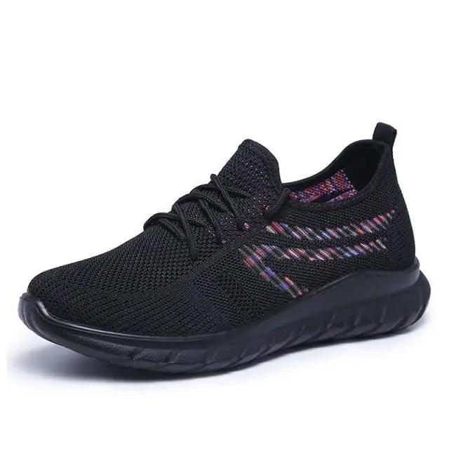 Sneakers Stevvex women's mesh breathable black knit upper with cushioned sole on Tampa Home & Garden Store