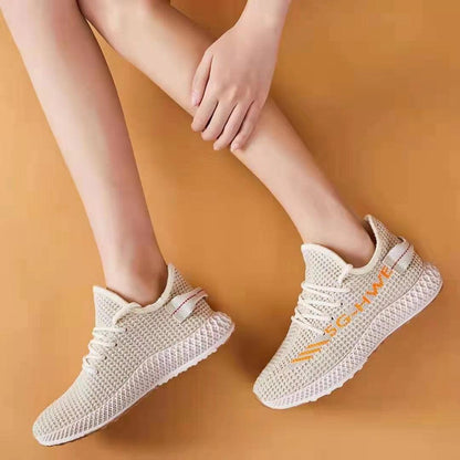 Stevvex women's running sneakers in cream breathable mesh, lightweight casual walking shoe on Tampa Home & Garden Store