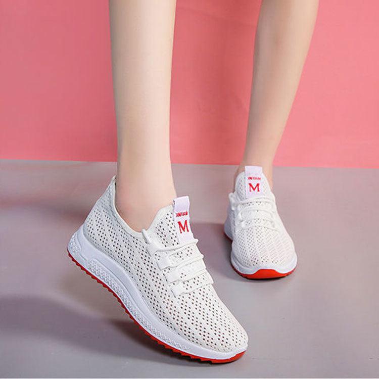 Breathable mesh running sneakers by Stevvex with red outsole on Tampa Home & Garden Store