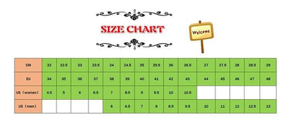 Stevvex women's sandals size chart with cm, EU and US grids in green on Tampa Home & Garden Store