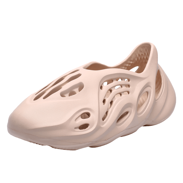 Stevvex women's hole-cutout beige rubber sandals with breathable garden footwear on Tampa Home & Garden Store