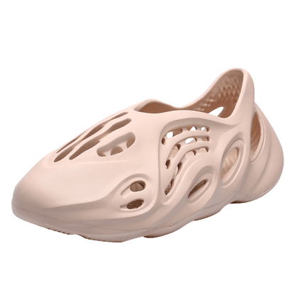 Stevvex women's hole-cutout beige rubber sandals with breathable garden footwear on Tampa Home & Garden Store