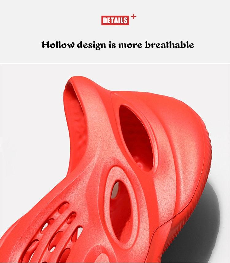 Stevvex red rubber sandals hollow breathable unisex garden/water shoes with ventilation holes on Tampa Home & Garden Store
