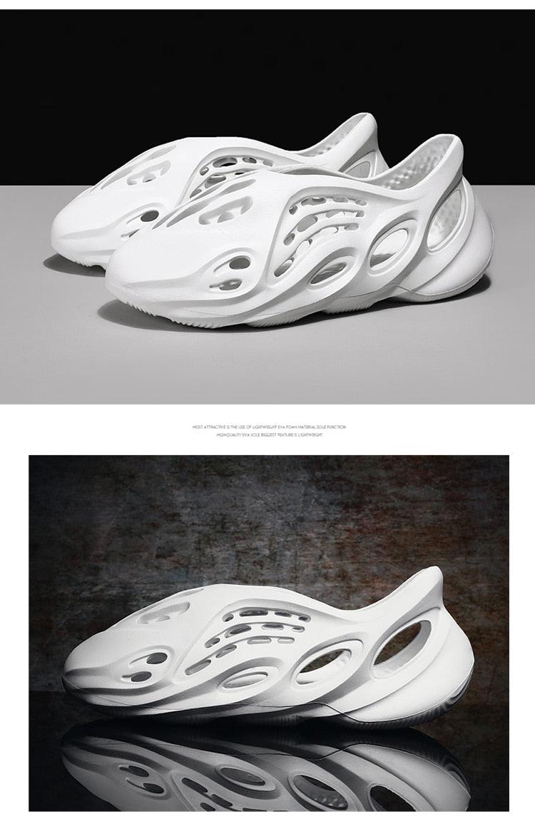 Stevvex white rubber sandals with ventilated cutouts, unisex garden/beach pair on Tampa Home & Garden Store