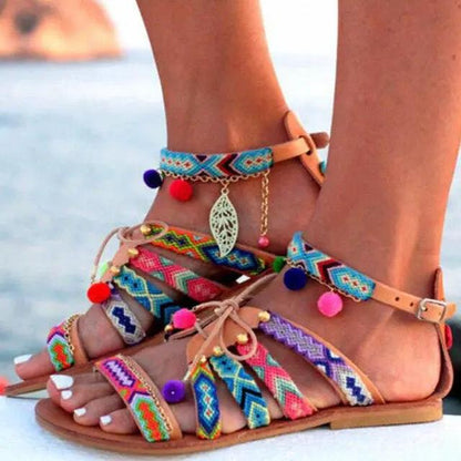 Women's Leather Sandals With Retro Arch Support