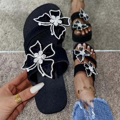 Pink Platform Sandals for Women With Butterfly