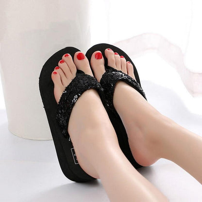 Pink Platform Sandals for Women With Butterfly