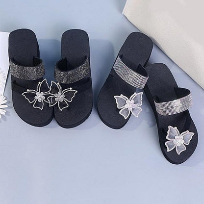 Pink Platform Sandals for Women With Butterfly