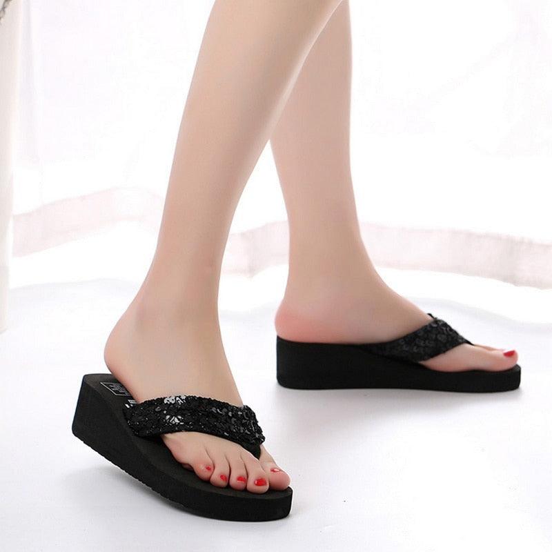 Pink Platform Sandals for Women With Butterfly