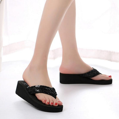 Pink Platform Sandals for Women With Butterfly