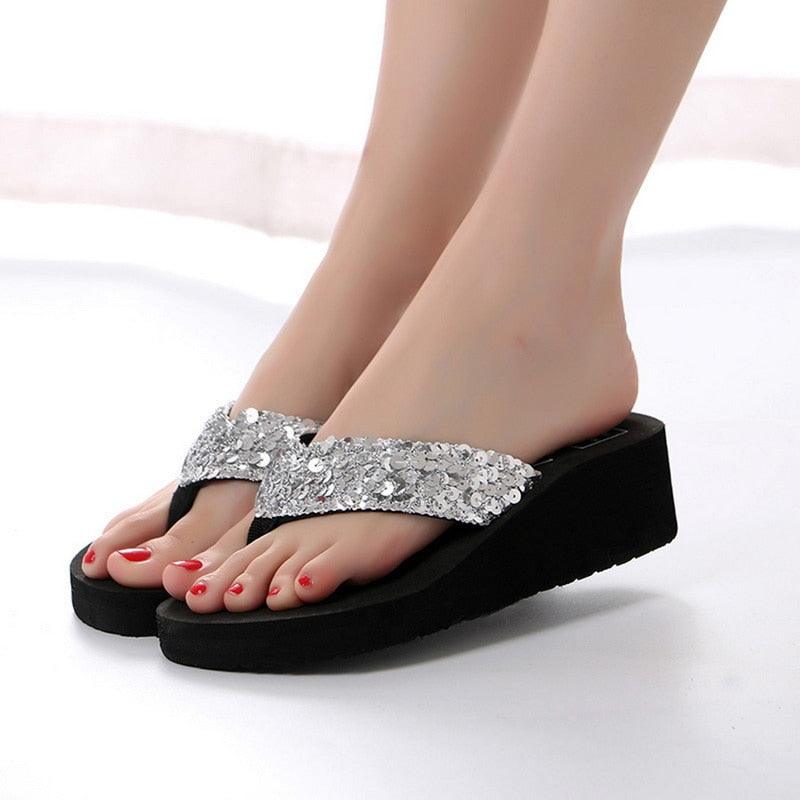 Pink Platform Sandals for Women With Butterfly