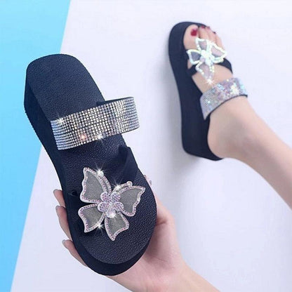 Pink Platform Sandals for Women With Butterfly