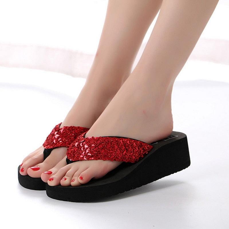Pink Platform Sandals for Women With Butterfly