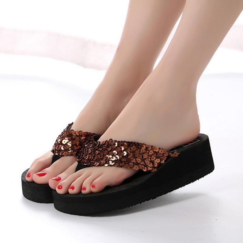 Pink Platform Sandals for Women With Butterfly