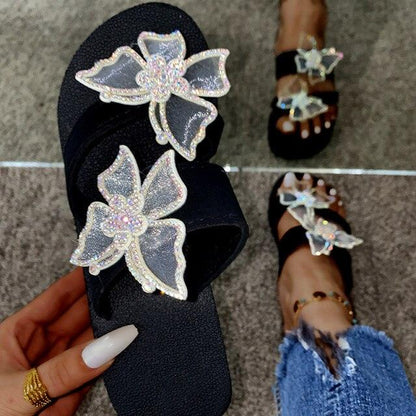 Pink Platform Sandals for Women With Butterfly