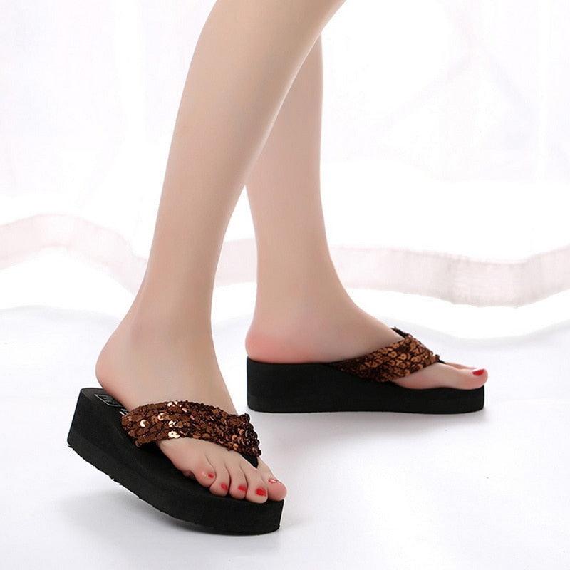 Pink Platform Sandals for Women With Butterfly