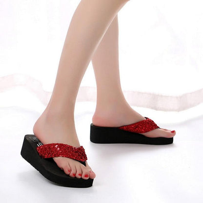Pink Platform Sandals for Women With Butterfly