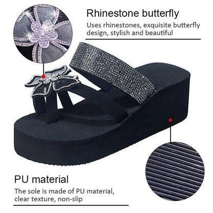 Pink Platform Sandals for Women With Butterfly