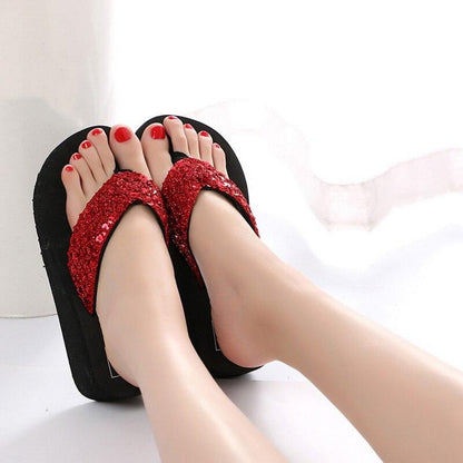 Pink Platform Sandals for Women With Butterfly