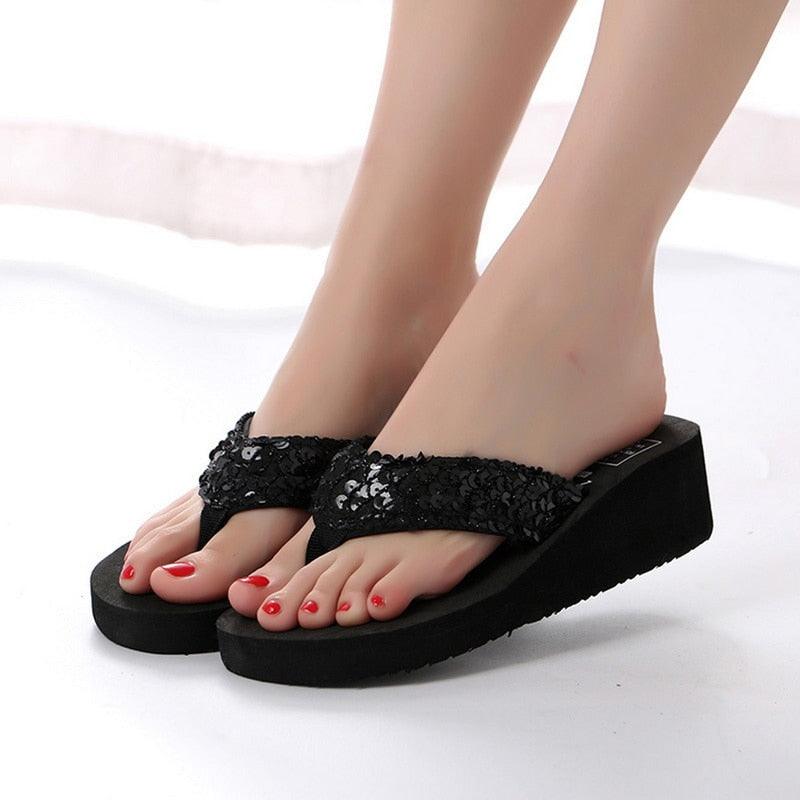 Pink Platform Sandals for Women With Butterfly