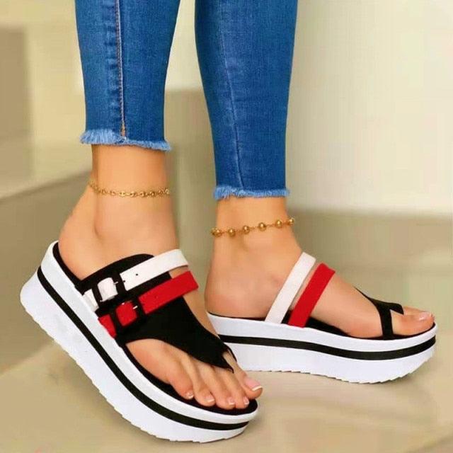 Women's Platform Sandals and Elastic Ankle Strap