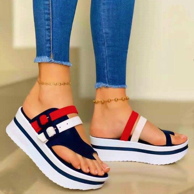 Women's Platform Sandals and Elastic Ankle Strap