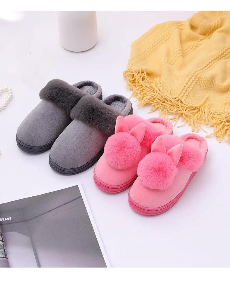 Women's Rabbit Ear Indoor Slippers Memory Foam
