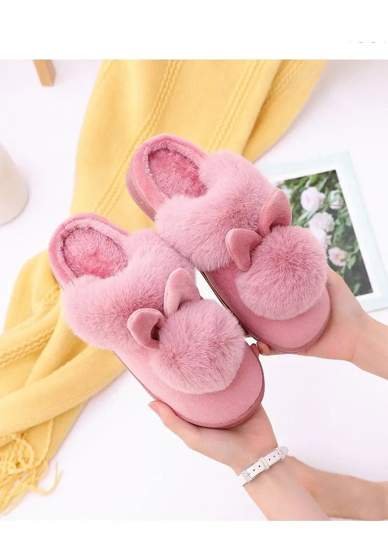 Women's Rabbit Ear Indoor Slippers Memory Foam