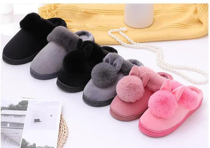 Women's Rabbit Ear Indoor Slippers Memory Foam