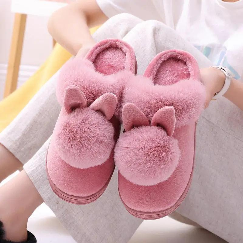 Women's Rabbit Ear Indoor Slippers Memory Foam