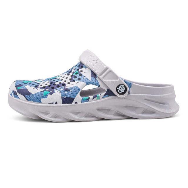 Stevvex women's slippers blue white camo with cushioned sole and adjustable strap on Tampa Home & Garden Store