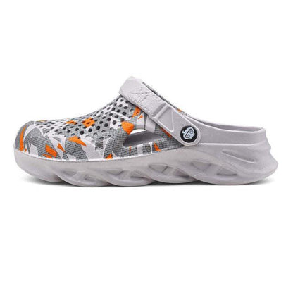 Stevvex Women’s slip-on home slippers with gray mesh orange accents cushioned sole adjustable strap on Tampa Home & Garden Store
