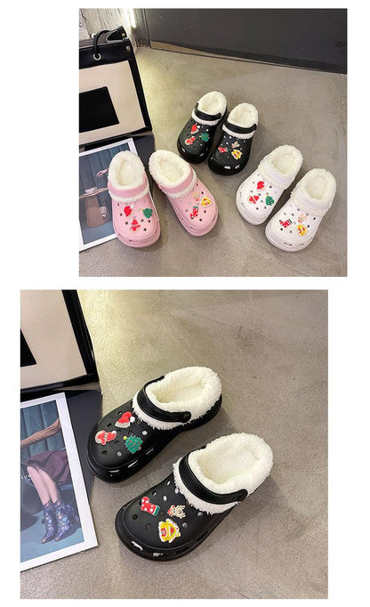 Stevvex slippers with thick soles in black, pink, white, 4 pairs, festive embroidery on Tampa Home & Garden Store