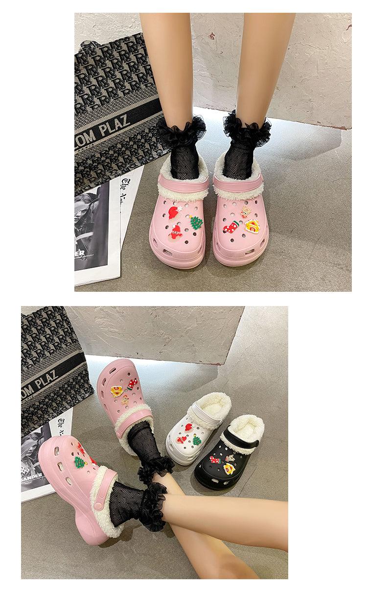 Stevvex women's pink perforated slipper clogs with plush lining; white and black options shown on Tampa Home & Garden Store