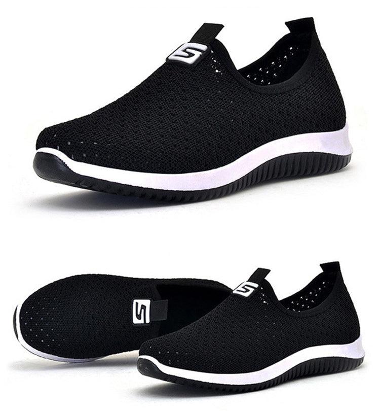 Women's Stevvex sneakers black breathable mesh with white sole non-slip casual shoes on Tampa Home & Garden Store