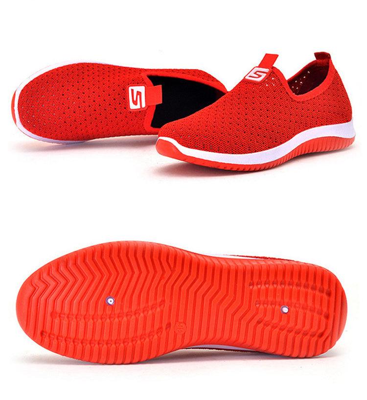 Women's Sneakers Espadrrilles Stevvex red breathable mesh slip-on walking shoes casual pair on Tampa Home & Garden Store