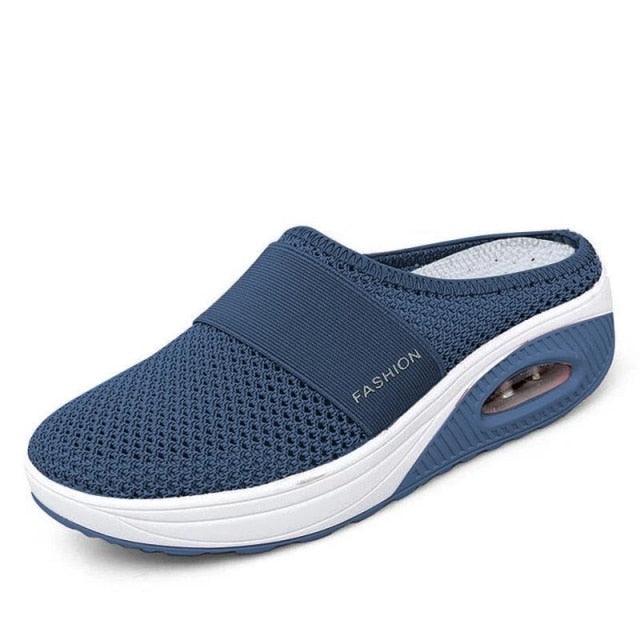 Stevvex women blue mesh platform sandals with breathable upper and air cushion sole on Tampa Home & Garden Store