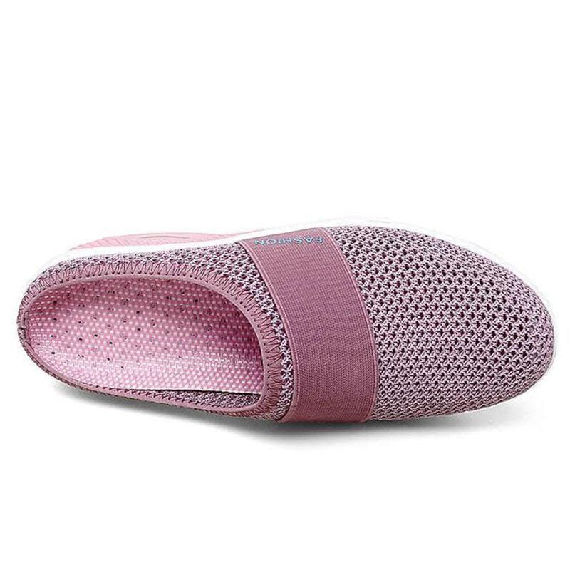 Pink mesh slip-on sandals with elastic strap, breathable lightweight slippers on Tampa Home & Garden Store