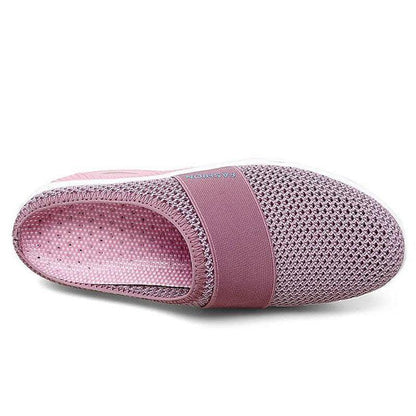 Pink mesh slip-on sandals with elastic strap, breathable lightweight slippers on Tampa Home & Garden Store